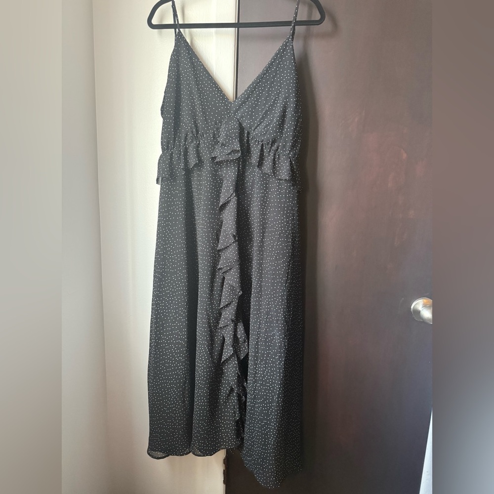 Eloquii Black and White Polka Dot Maxi Dress